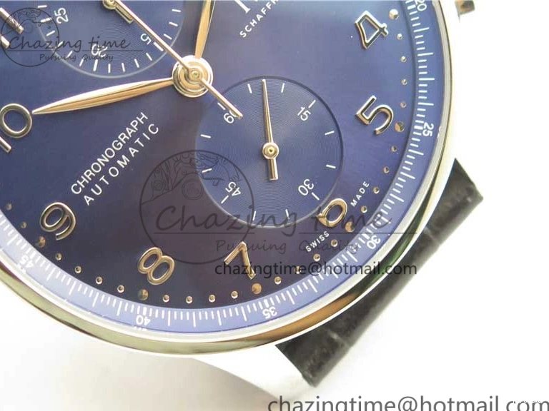 MIROTIME 0724 Timeless Portuguese Chrono IW371606 ZF 1:1 Best Edition Blue Dial on Black Leather Strap A 7099